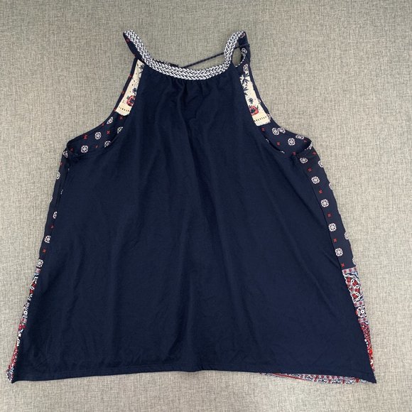 Altar'd State Boho Blouse Asymmetrical Sleeveless Top Paisley Print Tassel Front - Picture 10 of 14